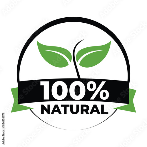 100 percent natural icon design for product label design