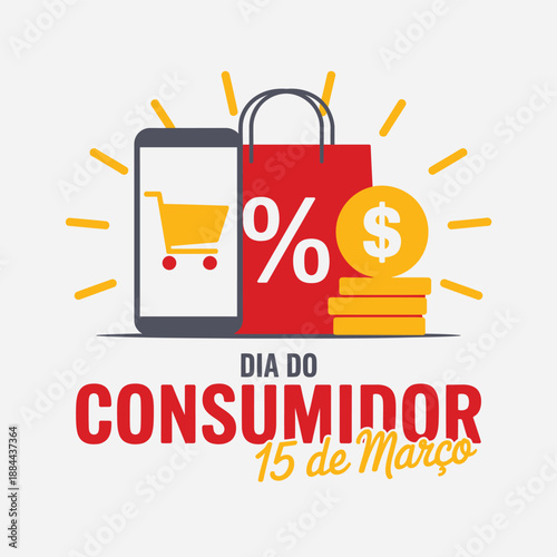 Celebrating consumer day on march 15 isolated on white background, Vector, illustration