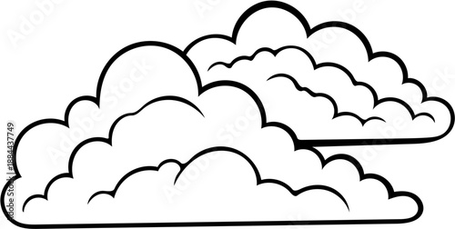 Minimal Cloud Line Art Icon Isolated on White Background