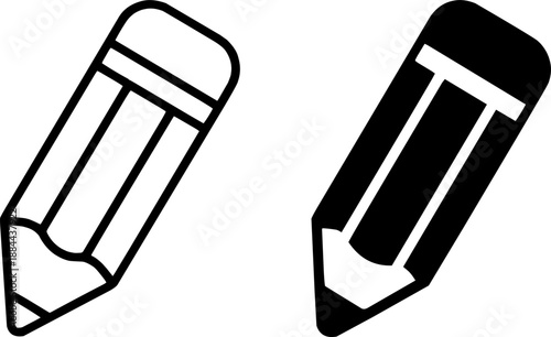 Education icon, pencil illustration in outline and silhouette style