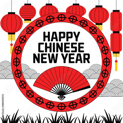 Celebrating chinese new year isolated on white background, Vector, illustration