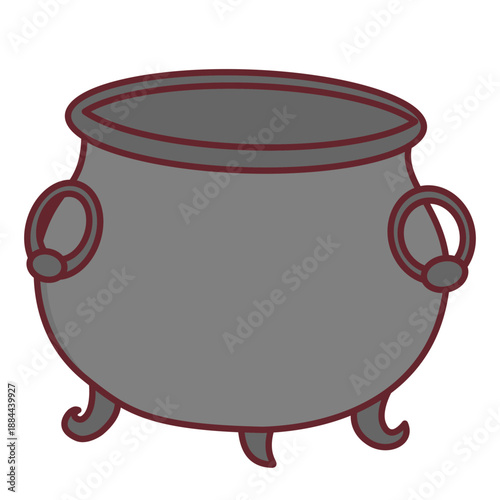 Empty cast iron pot or cauldron icon for St Patrick Day graphic
