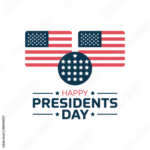 Celebrating presidents day with patriotic symbols isolated on white background, Vector, illustration