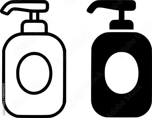 Cleanliness icon, liquid soap illustration in outline and silhouette style