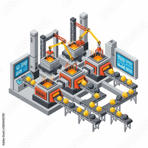 Automated Industrial Manufacturing Production Line.