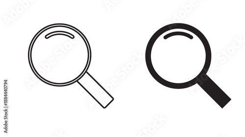 Two magnifying glasses outline and filled a useful graphic on transparent background silhouette