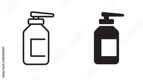 Two pump bottles in black and white ideal for design on transparent background silhouette