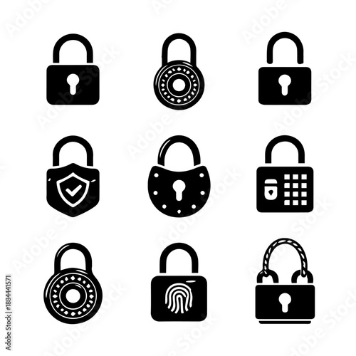locks icon set, vector set of icons on a white background