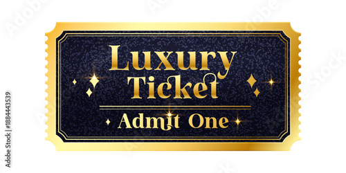 Vector golden tickets isolated on whithe backgound. Cinema, theater, concert, game, party, event, festival black and gold ticket.