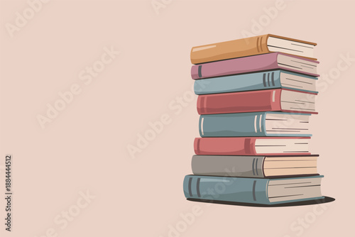 Stack of Colorful Books, learning and knowledge concept