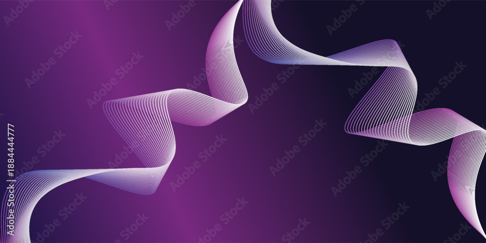 Fototapeta premium Purple line neon wave abstract pattern center background. vector illustration.