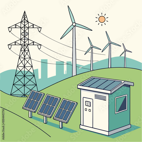 Futuristic Clean Energy Power Grid Concept