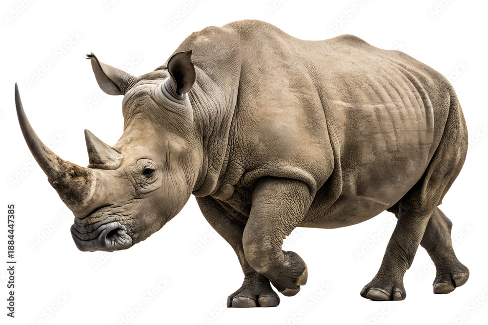 Fototapeta premium White rhinoceros isolated on transparent background