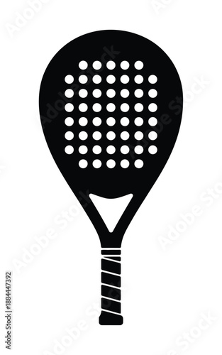 Black paddle racquet isolated on white background, Vector, illustration