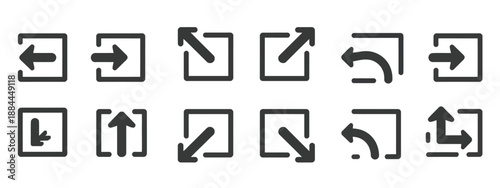External link and share icon set in editable stroke vector style, showing hyperlink outside site symbols, perfect for web navigation, user interface design, buttons, menus, and modern digital products