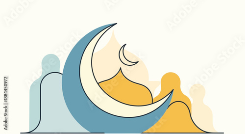 Simple Illustration of a Crescent Moon.