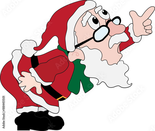 손가락으로 위를 가르키는 산타할아버지
