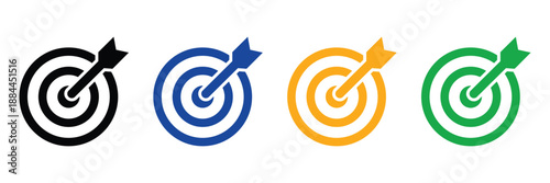 Target and Arrow Icons in Multiple Colors bullseye isolated on transparent background