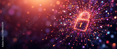 Abstract glowing purple cyan white mixed gradient burst data particles in dark red and golden purple golden background, clean and minimalist, golden and red flaks of light flowing from the top left 