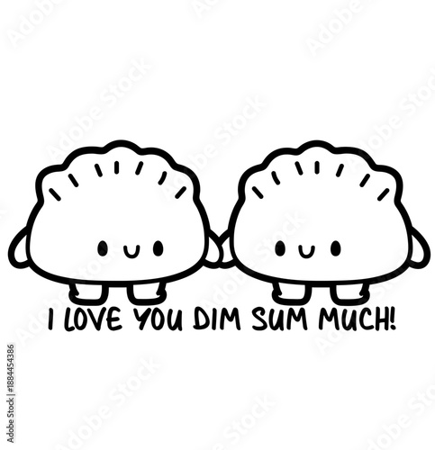 Cute Kawaii Dim Sum Line Art Clip Art for Stickers and Coloring Designs
