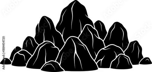 Pile of smooth rounded river stones silhouette vector