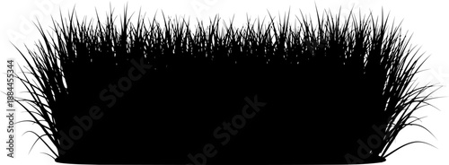 Wide clump of dense field grass silhouette vector illustration
