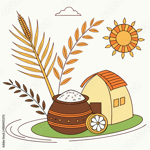 Bengali Harvest Festival Vector Illustration - pohela boishakh concept
