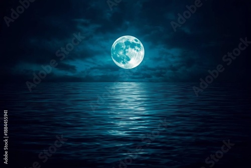 Fotografie full moon over the sea