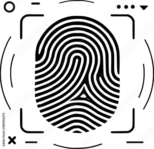 Fingerprint biometric scan icon, digital identity authentication vector illustration