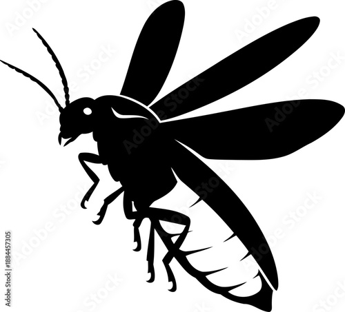 Flying insect silhouette side view wasp vector graphic