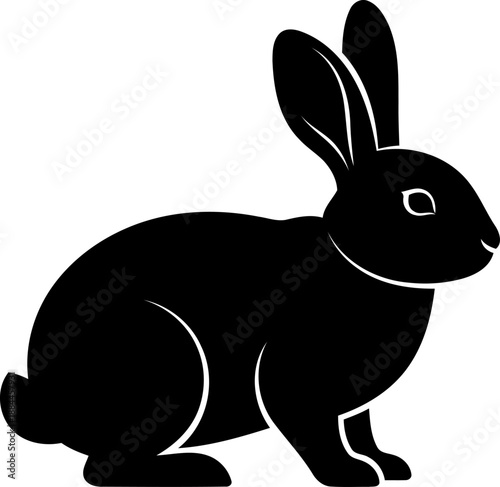 Profile view bunny silhouette sitting rabbit vector graphic