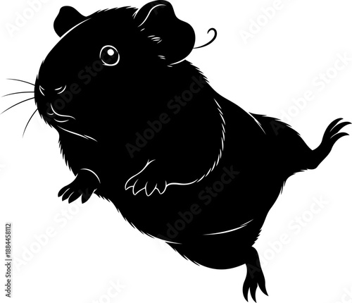 Running guinea pig silhouette side view rodent vector graphic