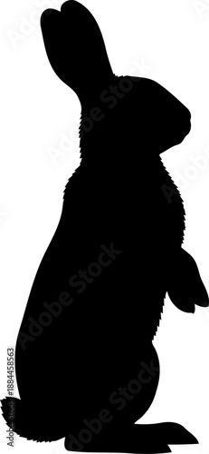 Standing rabbit silhouette side view on hind legs vector graphic