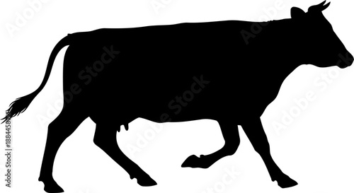 Walking cow silhouette side view livestock vector graphic