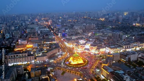 Wallpaper Mural Aerial night view of the Bell Tower in Xi'an, Shaanxi Province, China Torontodigital.ca