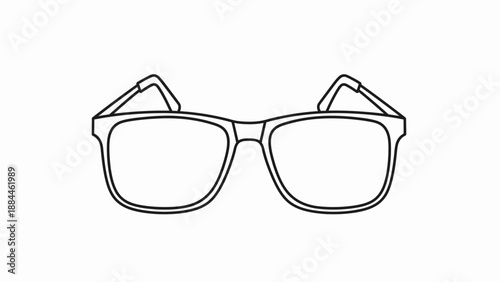 Simple black and white line drawing of a pair of eyeglasses.