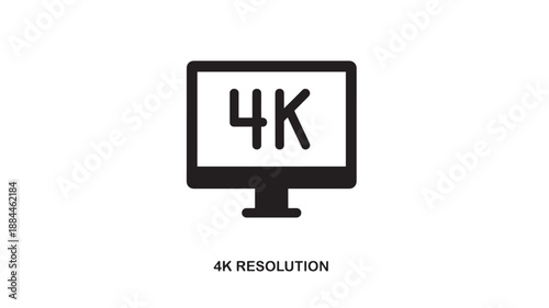 Black monitor displaying 4k resolution ideal for projects on transparent background silhouette