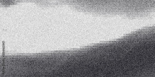 Abstract grayscale gradient noise texture with subtle horizontal banding and pixelated transition from dark to light tones, creating a digital static effect for backgrounds and design elements