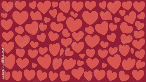 Pattern of red hearts on dark background Vector