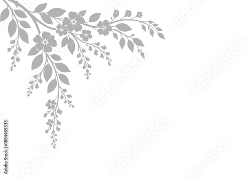 Elegant Black Floral Corner Ornament Vector Illustration for Wedding Invitation and Decorative Border Design