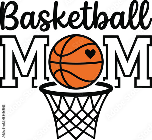 Basketball Mom Heart Ball Design