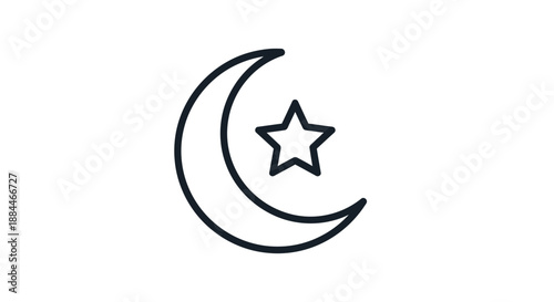 Crescent Moon with Star Icon.