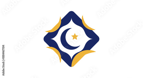 Islamic crescent moon star symbol.