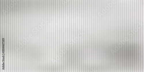 Acrylic satin corrugated glass texture light gray background. Blurred soft ribbed transparent striped door window overlay. Metal silver reeded polycarbonate sheet. Abstract vertical gradient pattern
