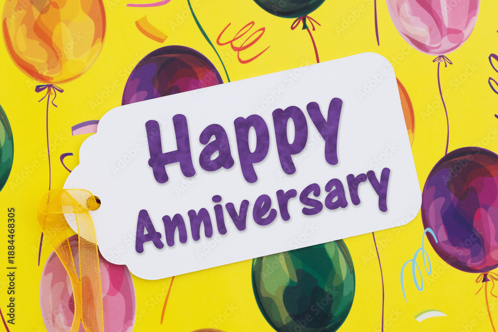 Naklejka premium Happy Anniversary card with festive balloons