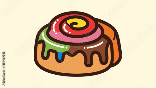 Colorful cinnamon roll illustration isolated on light background