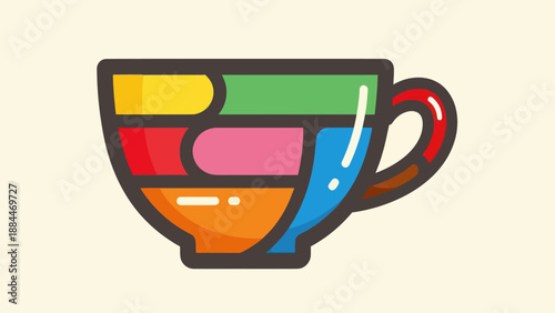 Colorful coffee cup illustration design geometric shape isolated art