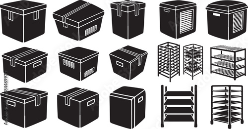 Storage Containers and Shelving Units for Organization and Logistics