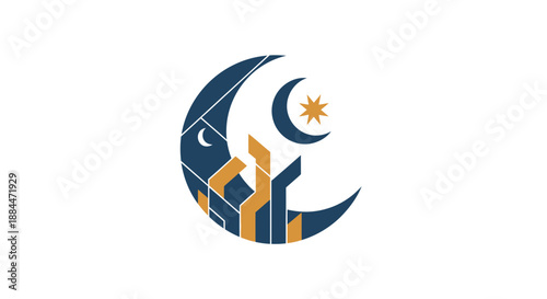 Ramadan crescent moon and star symbol.