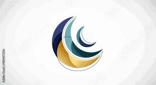 Multicolored crescent shape logo symbol.